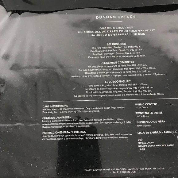 RALPH LAUREN Sateen KING Sheet Set Opal Gray NWT - Picture 4 of 4